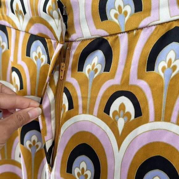 House Of Harlow 1960 Multicolor Wide Leg Satin Deco Print Palazzo Pants Small - Picture 10 of 10